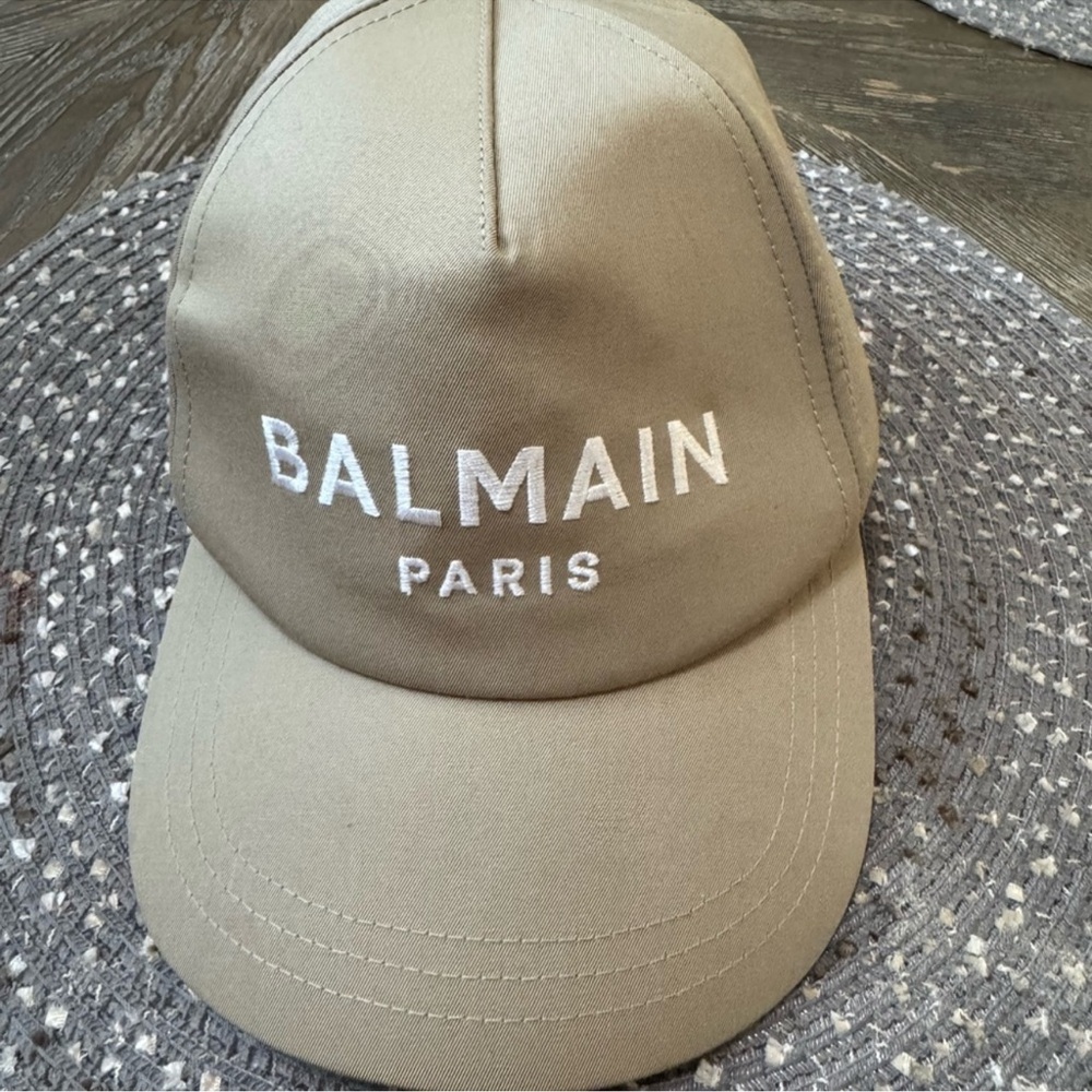 Balmain Tan Embroidered Hat